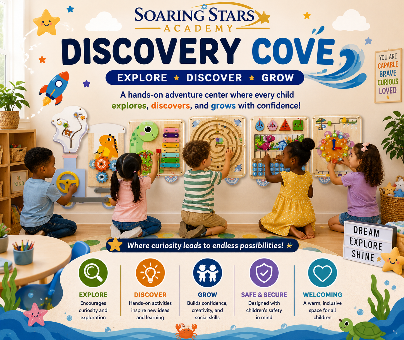 Discovery Cove miniature community learning space