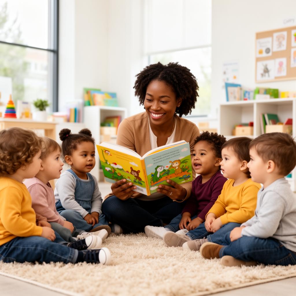 Teacher reading to children